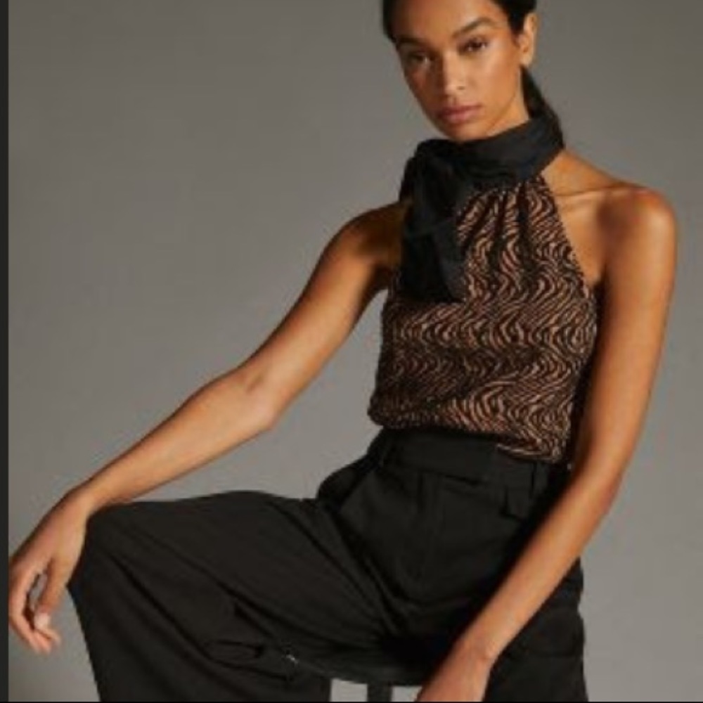 Anthropologie Halter Tie-Neck Bouse